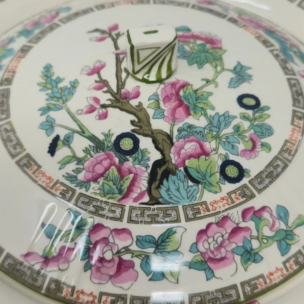 Vintage Myott Staffordshire Indian Tree Round Covered Vegetable Dish Tureen 10